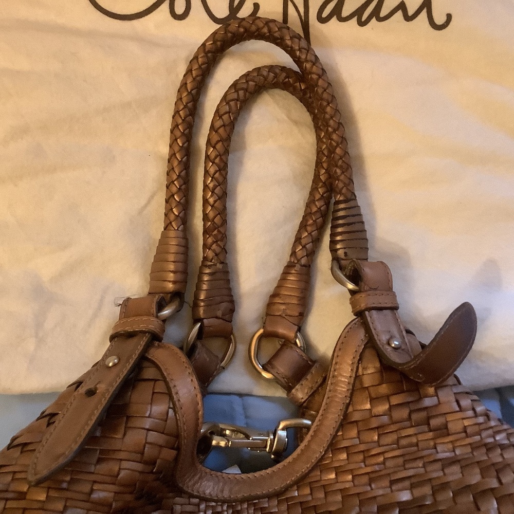 Cole Haan Woven Leather Tote in Brown